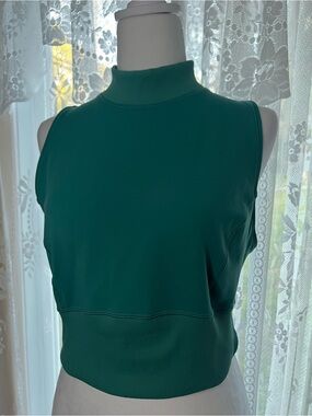Sleeveless Mock Neck Tank Top in Dark Teal XL